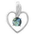 thumbnail image 1 of 7MM Round Labradorite 925 Sterling Silver Hollow Heart Valentines Day Gifts Pendant, 1 of 2