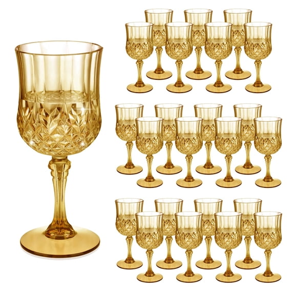 7OZ Plastic Wine Glasses, Disposable Goblets Drinking Glasses Crystal Vintage Water Cups Unbreakable Champagne Glasses for Wedding, Parties, (Blue)
