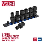 Hyper Tough 7-Piece 1/2" Drive Swivel Impact Socket Set, MM