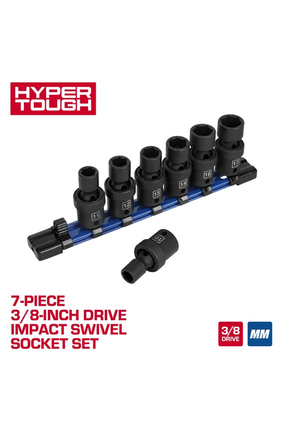 7-Piece 3/8-Inch Drive Impact Swivel Socket Set, mm