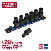 Hyper Tough 7-Piece 3/8-Inch Drive Impact Swivel Socket Set, mm