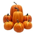 thumbnail image 1 of 7PC Halloween Pumpkin Decor Set - Artificial Black Pumpkin Figurines Assorted Rustic Foam Pumpkins for Fall, Halloween Thanksgiving,Festive Autumn Decorations, Black Pumpkin Ornaments(Orange), 1 of 6
