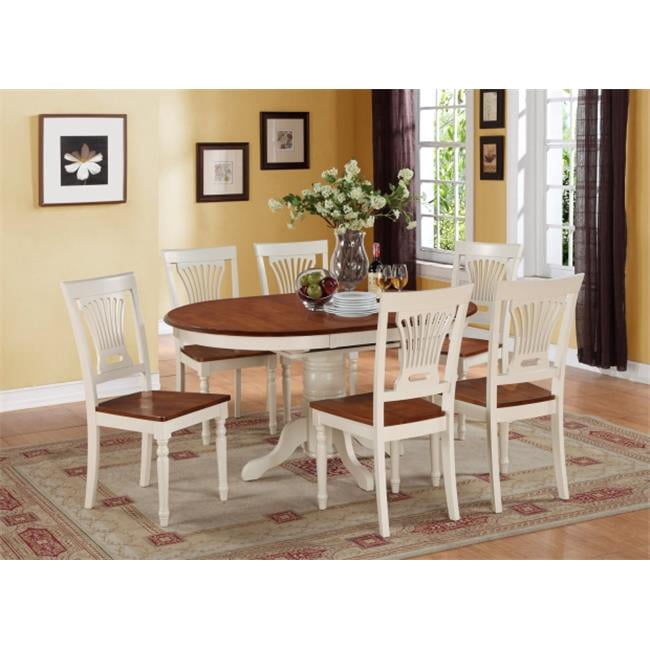 7PC Oval Dining Set with Single Pedestal with 18 in. butterfly leaf and ...