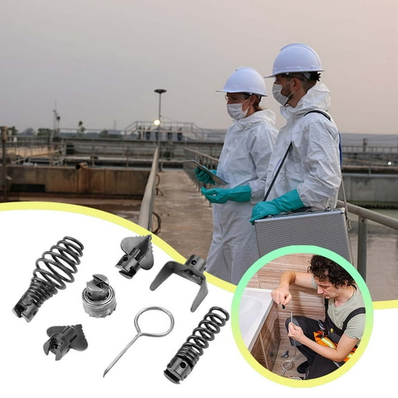 7PC Pipe Dredging Spring Set - Professional Drain Snake Kit Stainless Steel Sewer Cleaner for Toilet, Shower & Floor Drain Clogs - Heavy Duty Plumbing Tool