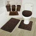 thumbnail image 1 of 7PC Solid Non Slip Soft Bath/Rug/4PC Ceramic Accesories Set For Bathroom U-Shape Contour Rug, Mat and Toilet Lid Cover Memory Foam New Rock Brown Bath Home Décor, 1 of 1