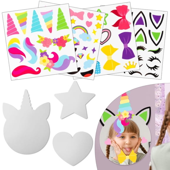 7-Piece Acrylic Unicorn Mirror with Kawaii Star, Heart Mirrors for Bedroom