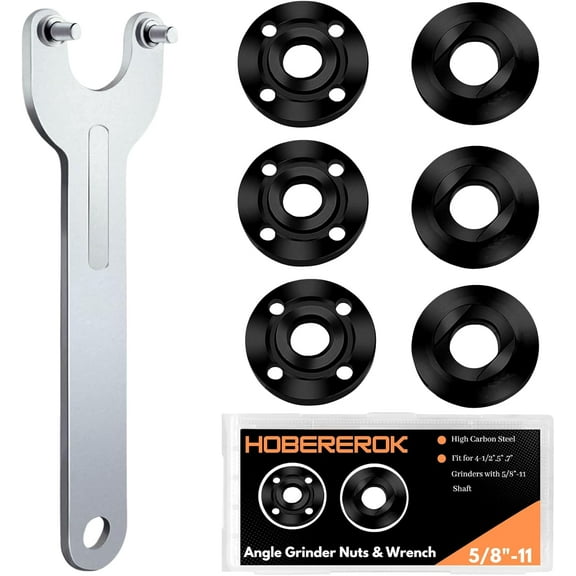 7PCS Angle Grinder Nut & Wrench Kit 5/8-11 Thread Compatible with Dewalt, Milwaukee, Makita, Ryobi & Bosch 4.5"/5"/7" Grinders Nut Removal & Wheel/Disc Replacement Tool