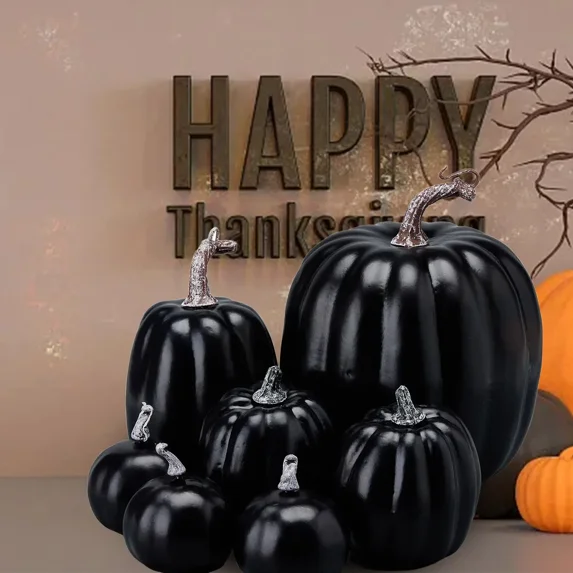 7PCS Artificial Pumpkins Decoration Autumn Harvest Thanksgiving Simulation Pumpkins Fall Table Centerpiece Halloween Decor Props