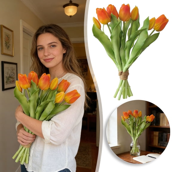 7PCS Artificial Tulip Flowers, Tulips Bouquet, Spring Flowers for Floral Arrangements Table Centerpiece, Kitchen Home Decor, Mothers Day Easter Decorations