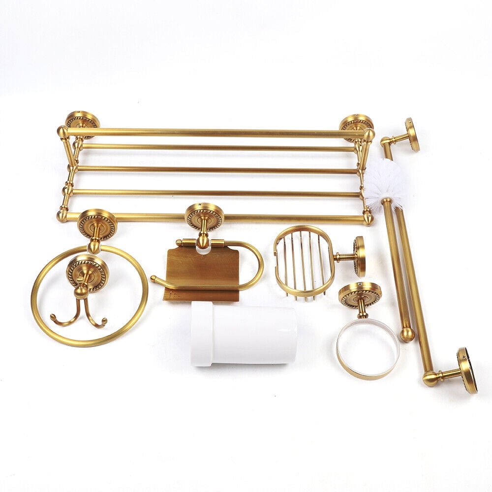 7PCS Bathroom Vintage Hardware Complete Toilet Accessories Set Copper ...