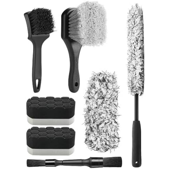 7PCS Car Wheel Cleaning Pro Kit, Tire Brush, Soft-bristled Rim Brush ...