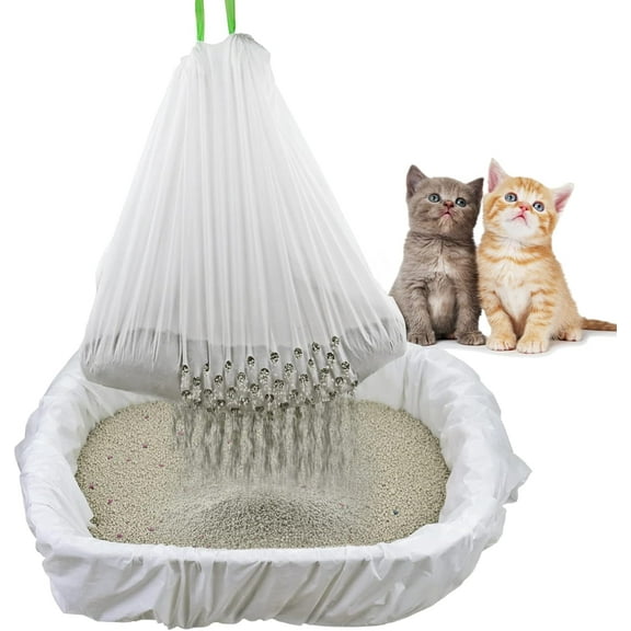 7PCS Cat Litter Box Liners Bags without Hole/with Holes Durable with Drawstring Scratch Resistant Waste