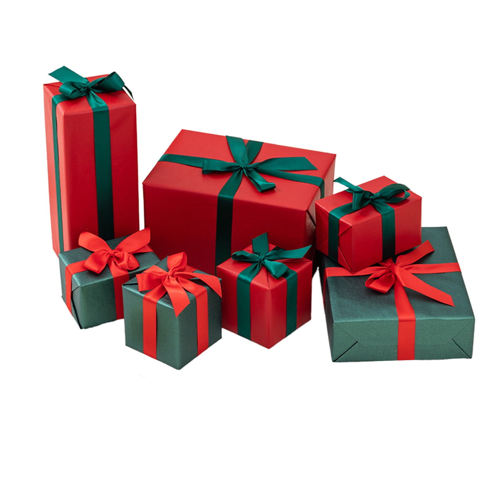 7PCS Christmas Gift Boxes Decoration Set - Multi-Size Colorful Tree
