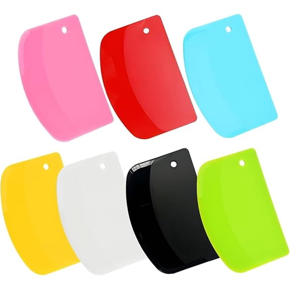 7PCS Dough Scraper Set, Plastic Bench Scraper, Multipurpose Bowl Scraper for Kitchen, Baking, Cake, Bread, Pizza, Pastry - Multi-Functional High-Efficiency Design for Modern Kitchen Hou