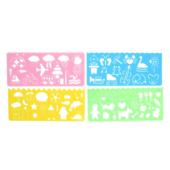 7PCS Drawing Templates Plastic Rulers Multi-Function Measuring Rulers Geometric Drawings Templates Rulers Tool Set