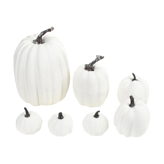 7PCS Pumpkins Artificial Pumpkins Decorations Foam Pumpkins for Fall Halloween Home Decor (White, 9.85 x 13.40 x 5.91 inch)