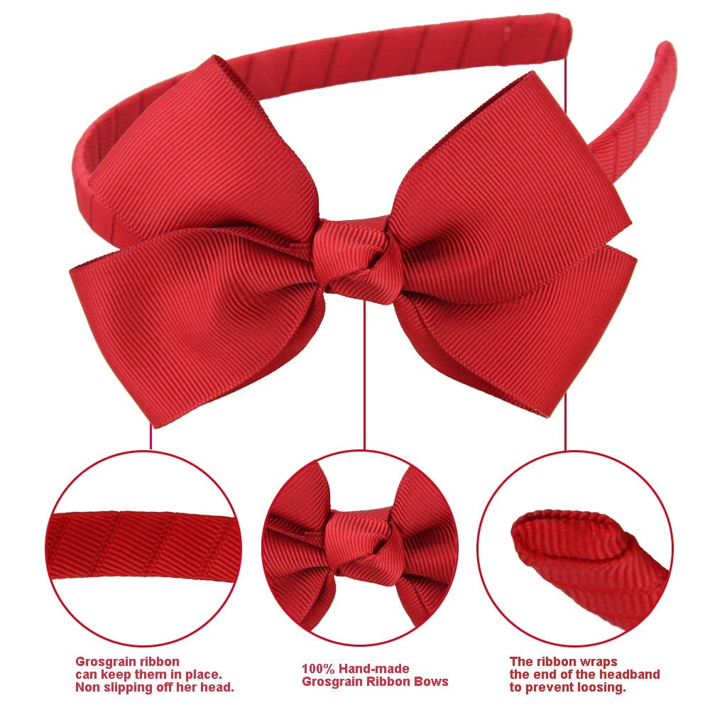 7PCS Grosgrain Ribbon Bows Headbands Fashion Hair Bows Hair Band for