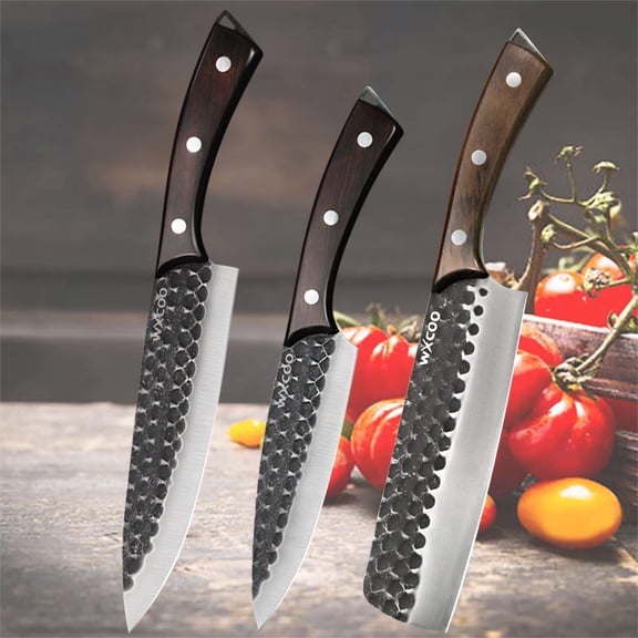 7PCS High Carbon Steel Chef Knife Set Includes Professional Cooking Knives Kitchen Scissors Knife Stand Multipurpose Sharp Beef Chinese Vegetable Chopping Boning Fish Meat Cutting Tools