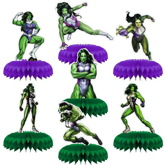 7PCS Hulk Decorations Set - Superhero Themed Honeycomb Centerpiece, Table Decoration for Kids' Birthday Party Supplies