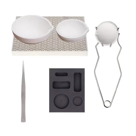 7PCS Jewelry Casting & Melting Tool Set Crucible Tongs, Graphite Ingots, Honeycomb Solder Board & Tweezers for Metal Smelting