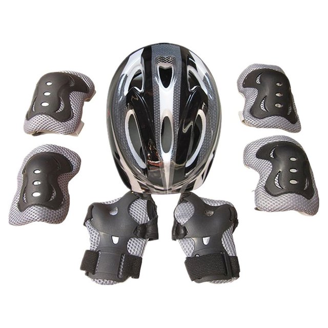 7PCS Kids Safety Helmet Knee Elbow Pad Set For Boy Girl Cycling Skate