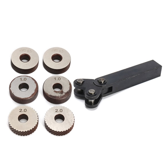 7PCS Knurling Tool 0.5/1/2mm Diagonal Dual Wheel Linear Knurl Set Steel Lathe Cutter Wheel Knurling Tool Holder Hob Set