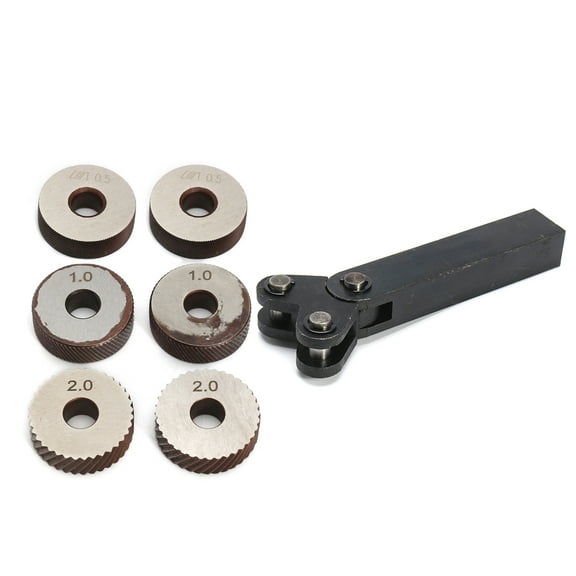 7PCS Knurling Tool Linear Knurl Set Steel Lathe Cutter Wheel Tool Holder Hob Set