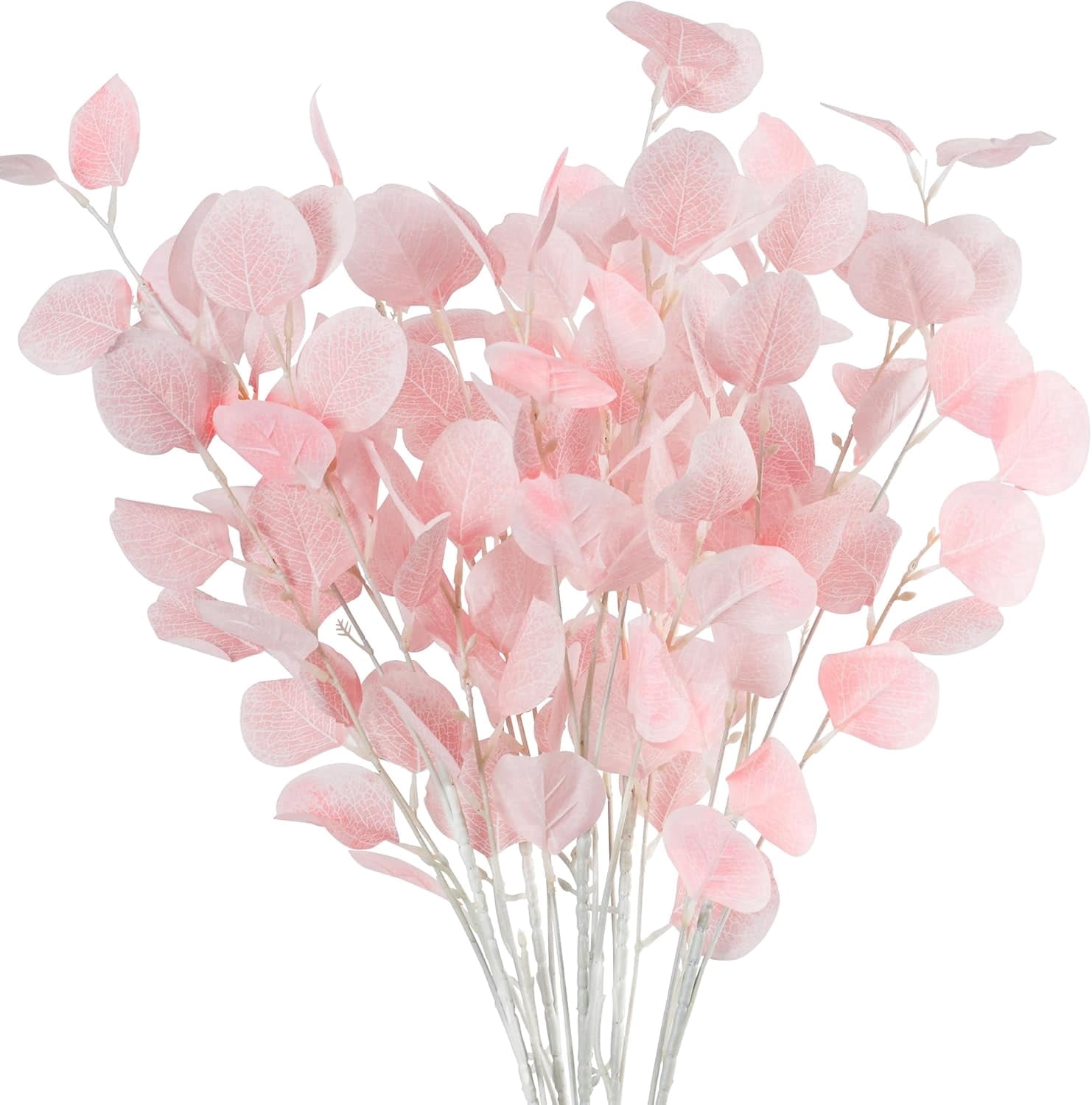 7PCS Long Artificial Eucalyptus Stems  Tall Fake Branches with Silk Apple Leaves Faux Pink Plants Bouquets for Party Wedding Flowers Arrangements Accessories Home Table Vase Decorations