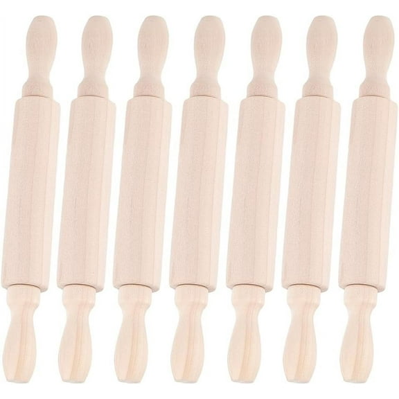 7PCS Mini Wood Rolling Pin 7.9" Classic Wood Rolling Pin for Baking Dough Roller Pin Wooden Utensil for Pizza Clay Pasta Bread Pastry Cookies Pie Fondant