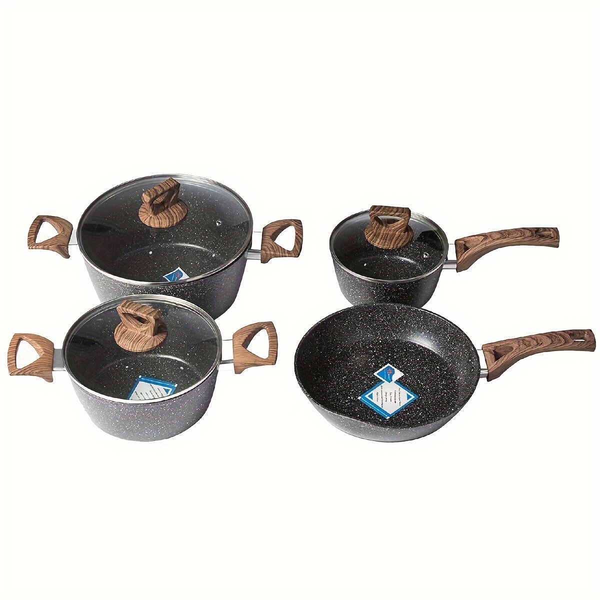7PCS Nonstick Cookware Set Pots Pans W/ Glass Lid