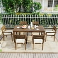 thumbnail image 1 of 7PCS Outdoor Dining Table and Chairs, Wooden Furniture Set with Rectangular Wood Table Top and Comfortable Cushions, Garden Dining Set for Patio, Balcony Or Backyard, 1 of 7