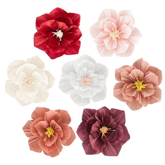 7PCS Paper Flowers Crepe Paper Art Flowers for Wedding, Party, Birthday, Indoor Decoration & DIY Backdrop, 25cm