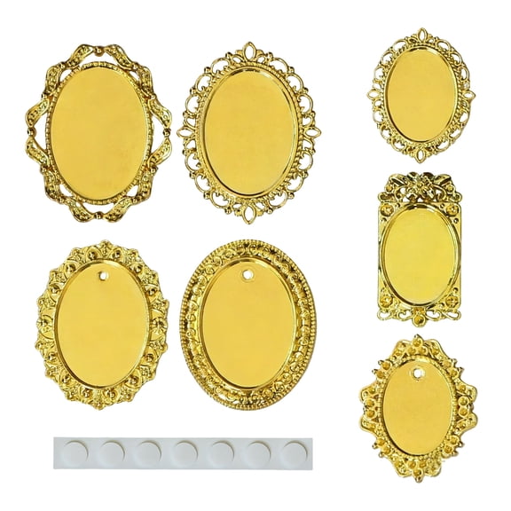 7PCS Picture Frame Model Figure Doll House Decoration Hollow Frame Furniture For Customizable Miniature Scene Display
