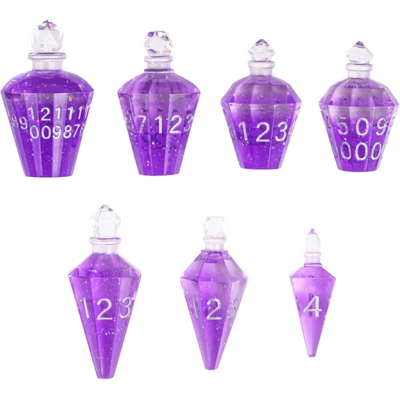 7PCS Potion DND Dice Set,Transparent Sharp Edge Die Set D&D RPG Polyhedral Die,for Dungeons & Dragons, Pathfinder, and TTRPG Roleplaying Games.(Purple)