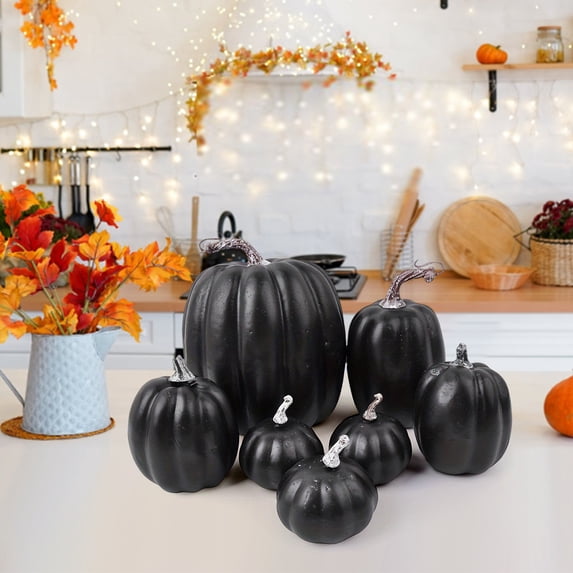 7PCS Pumpkins for Decorating Foam Pumpkins Foam Pumpkins for Crafts Thanksgiving Halloween Artificial Pumpkin Set Ornaments Festival Foam Large Pumpkin Decoration Props