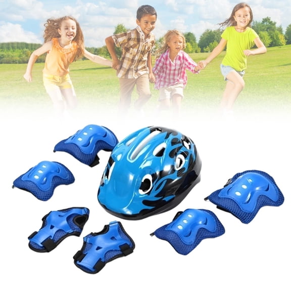7PCS/Set Adjustable Protective Gear Set, Safety Helmet with Knee Elbow Wrist Pads for Skateboard, Roller Scooter and Bicycle Sports
