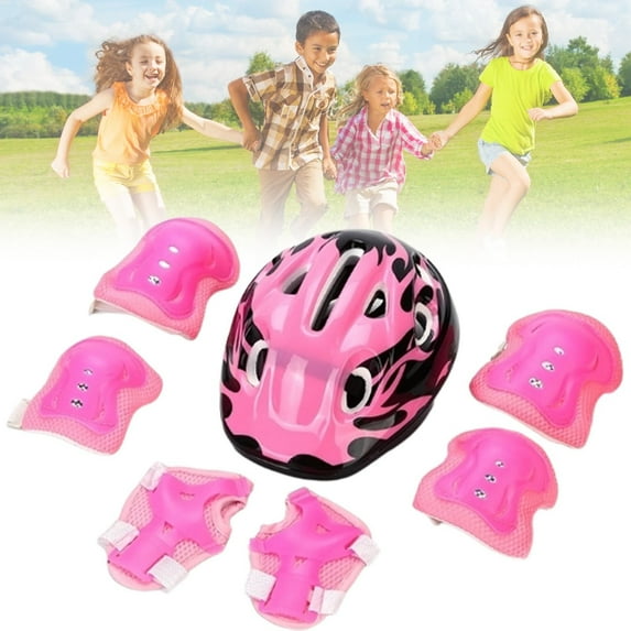 7PCS/Set Adjustable Protective Gear Set, Safety Helmet with Knee Elbow Wrist Pads for Skateboard, Roller Scooter and Bicycle Sports