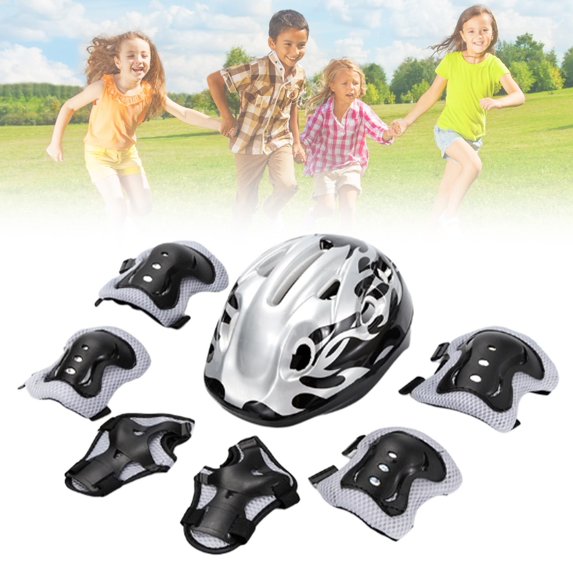 7PCS/Set Adjustable Protective Gear Set, Safety Helmet with Knee Elbow Wrist Pads for Skateboard, Roller Scooter and Bicycle Sports