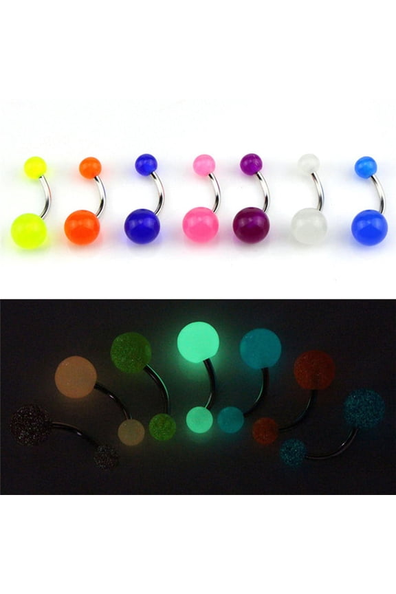 7PCS/Set Glow In The Dark Belly Button Navel Bar Rings Body Piercing JewelrI'WA