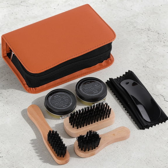 7PCS Shoe Care Kit for Men & Women,Shoe Shine Kit with Colorless Shoe Wax,Black Shoe Polish,Shoe Puller,Cloth & 3 Shoe Polish Brush for Leather Boot Care and Cleaning