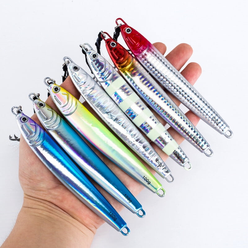 7PCS Slow Fall Pitch Lead Metal Flat Jigging Fishing Lure Long Casting Deep Sea