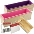 thumbnail image 1 of 7PCS Soap Molds with Stainless Steel Wavy Slicer and Straight Slicer, Soap Loaf Bar Rectangular Silicone Soap Making Molds Kit with Wood Box DIY Tool Set for Soap Making Supplies, 1 of 5