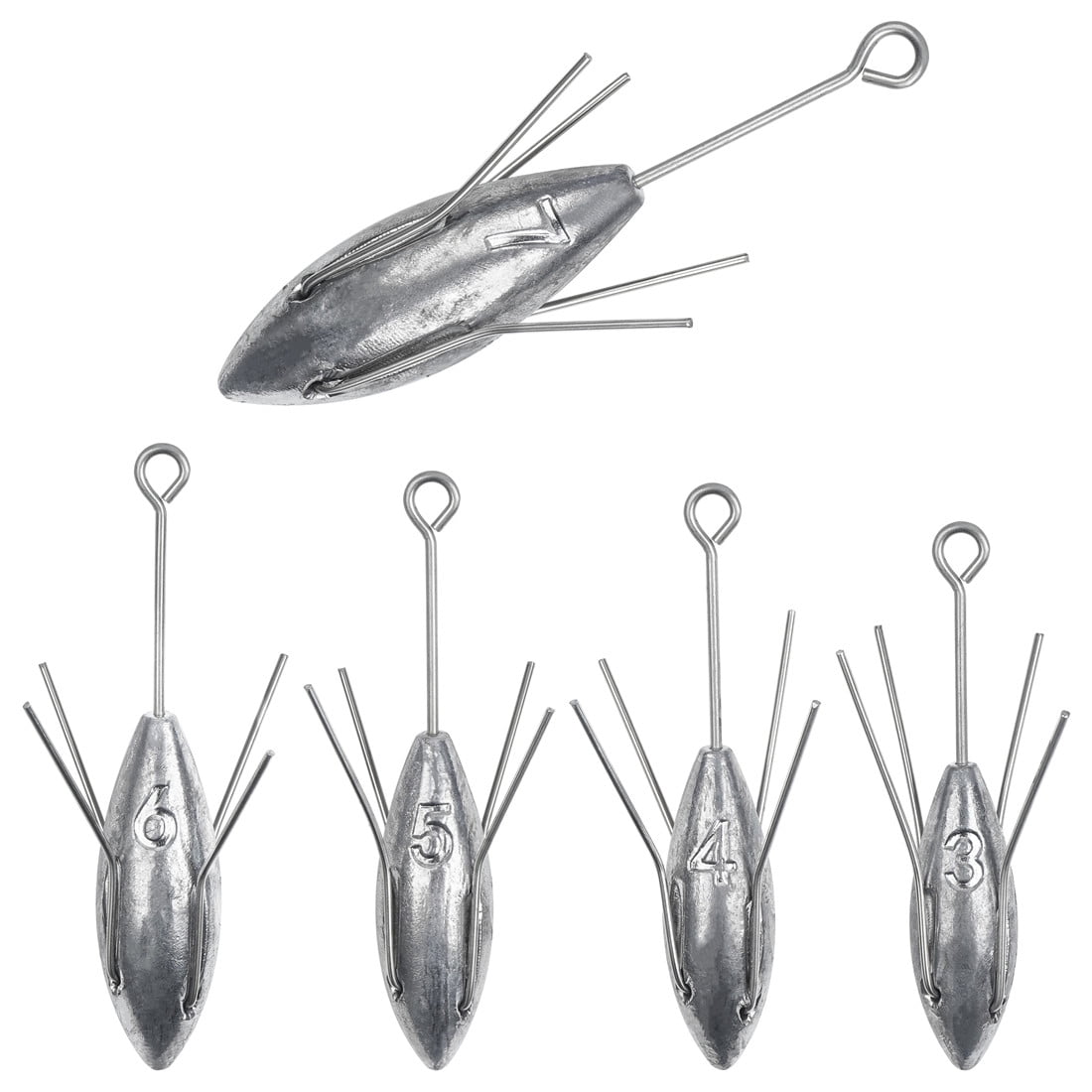 7PCS Sputnik sinkers Long Tail Surf Fishing rig Casting Saltwater ...