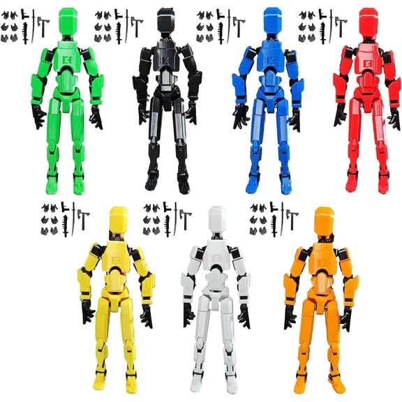 7PCS T13 Action Figures - (Assembly Completed) Titan 13 Action Figure Set, T13 Action Figure 3D Printed Multi-Jointed Movable, Dummy 13 Desktop Decorations for Game Lovers (7PCS)
