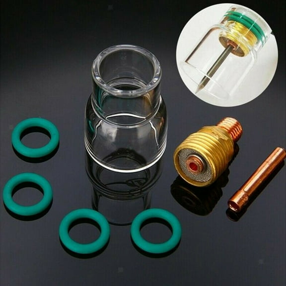 7PCS TIG Welding Torch Kit,Glass Cup Set,Gas Lens Collet Body With O-rings,For WP17 WP18 WP26 Series Air-Cooled Torch
