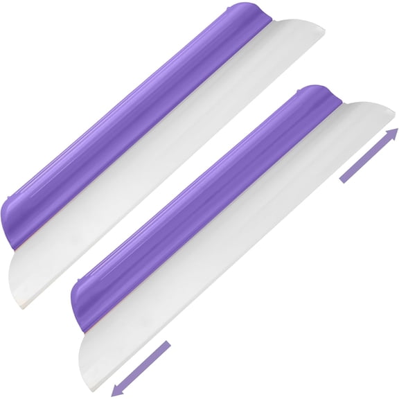 2 Pack 14 Inch Car Drying Squeegee Purple Longer Silicone Water Squeegee Window Shower Blade Automotive Squeegees Flexible Auto T-bar Rubber Squeegees for Car Windshield Glass Bathroom Wash Tool
