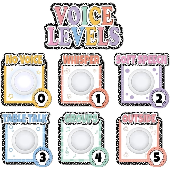 7PCS Voice Level Chart for Classroom Composition Magnetic Noise Tap Lights Set Classroom Monitor Sign Decor Teacher Supplies School Management Tools Visual Behavior Reminders
