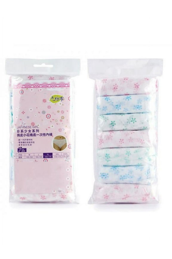 7PCS Women Disposable Underwear Cotton Travel Sterilized Panties Underpants Clean Prenatal Postpartum Disposable Paper Underwear