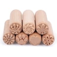 thumbnail image 1 of 7PCS Wood Pottery Tools Stamps Column Wooden Stamps Natural Wood Stamps with Mixed Patterns for Clay Christmas Birthday Gift 50 x 20mm(2”x0.7”), 1 of 6