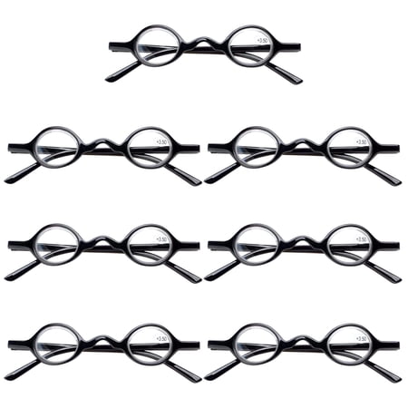 7PK Unisex Small Round Reading Glasses Blue Light Blocking Readers Men Women
